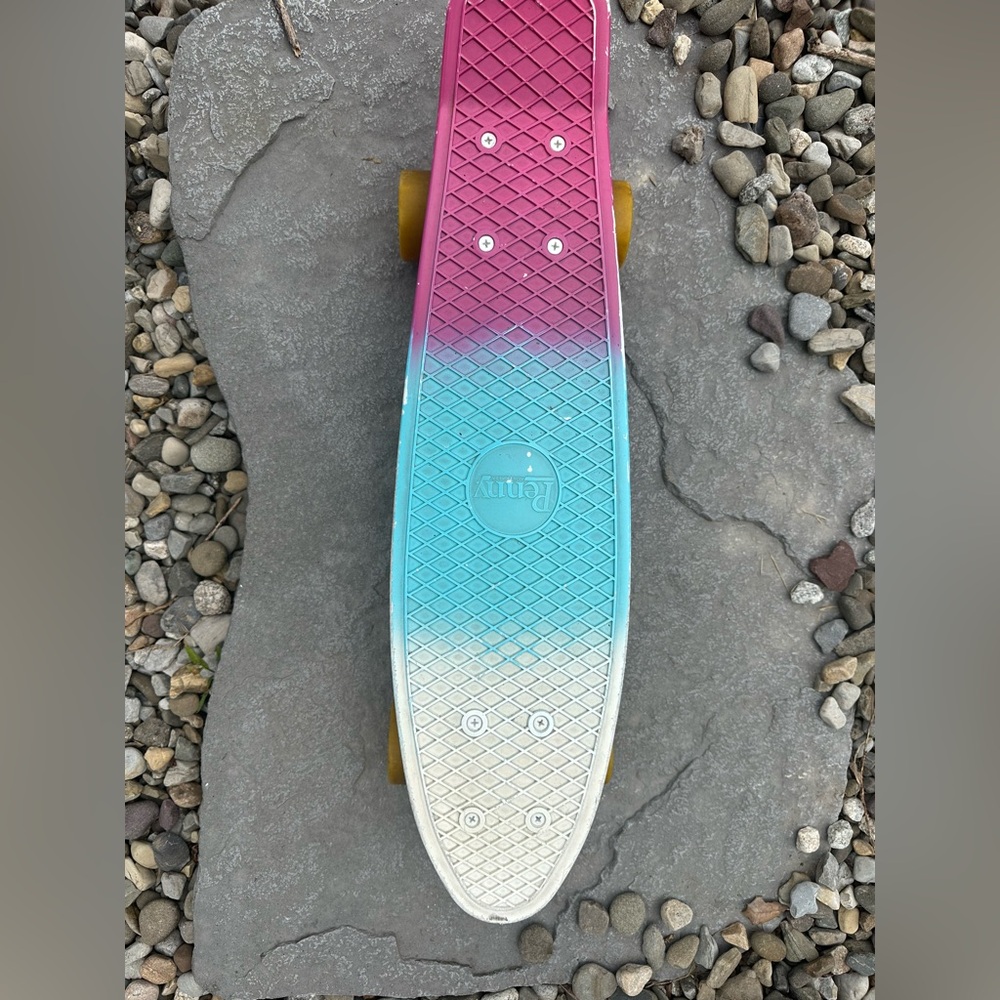 Kids Skateboard - Pink, Blue, and White